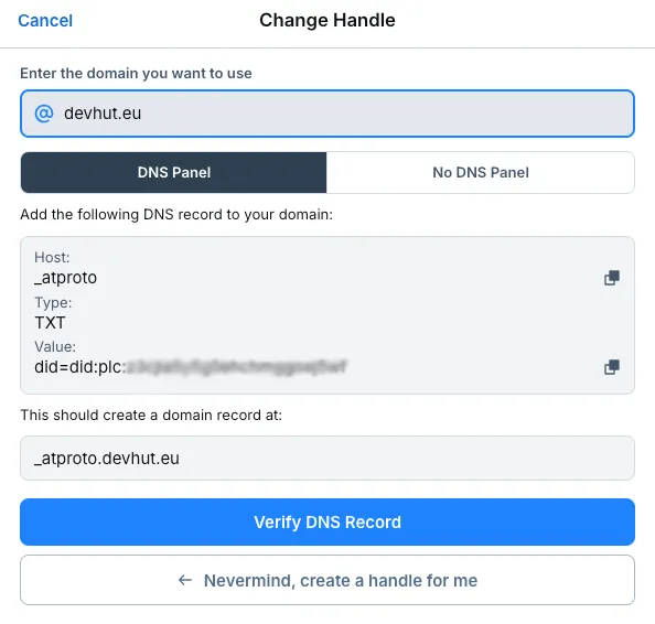 main account change handle example